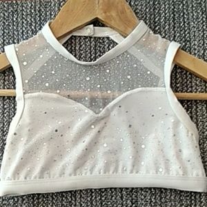 Body Wrappers Twinkle Mesh High Neck top size 8-10